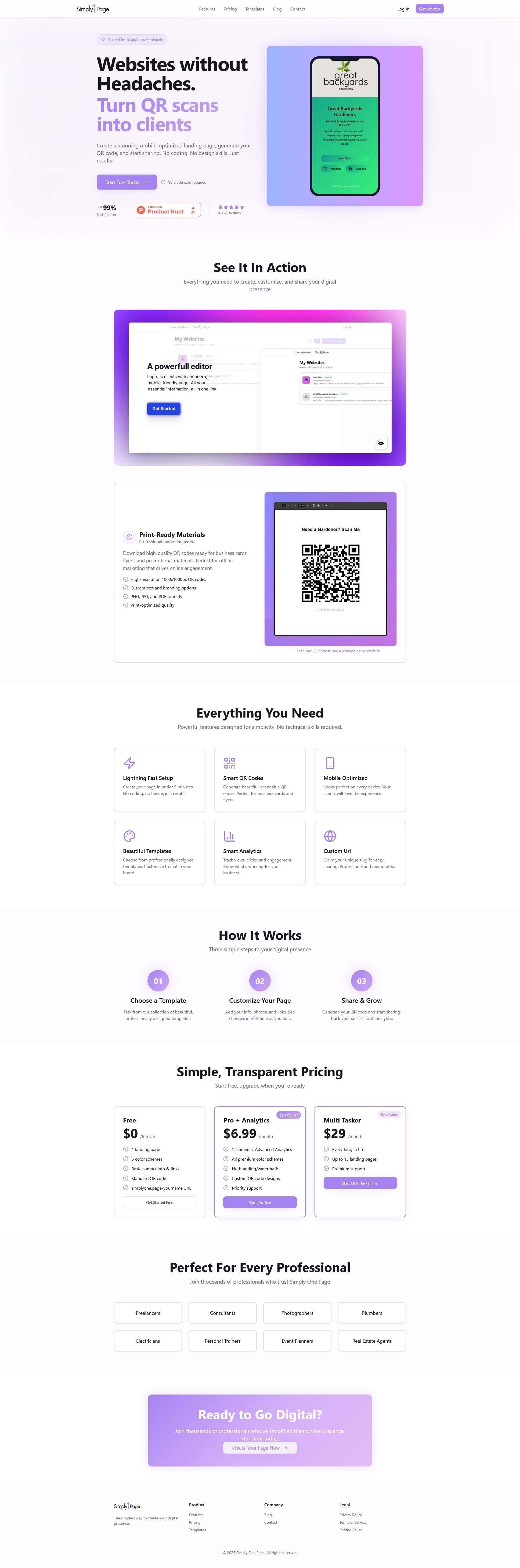 Screenshot of simplyone.page