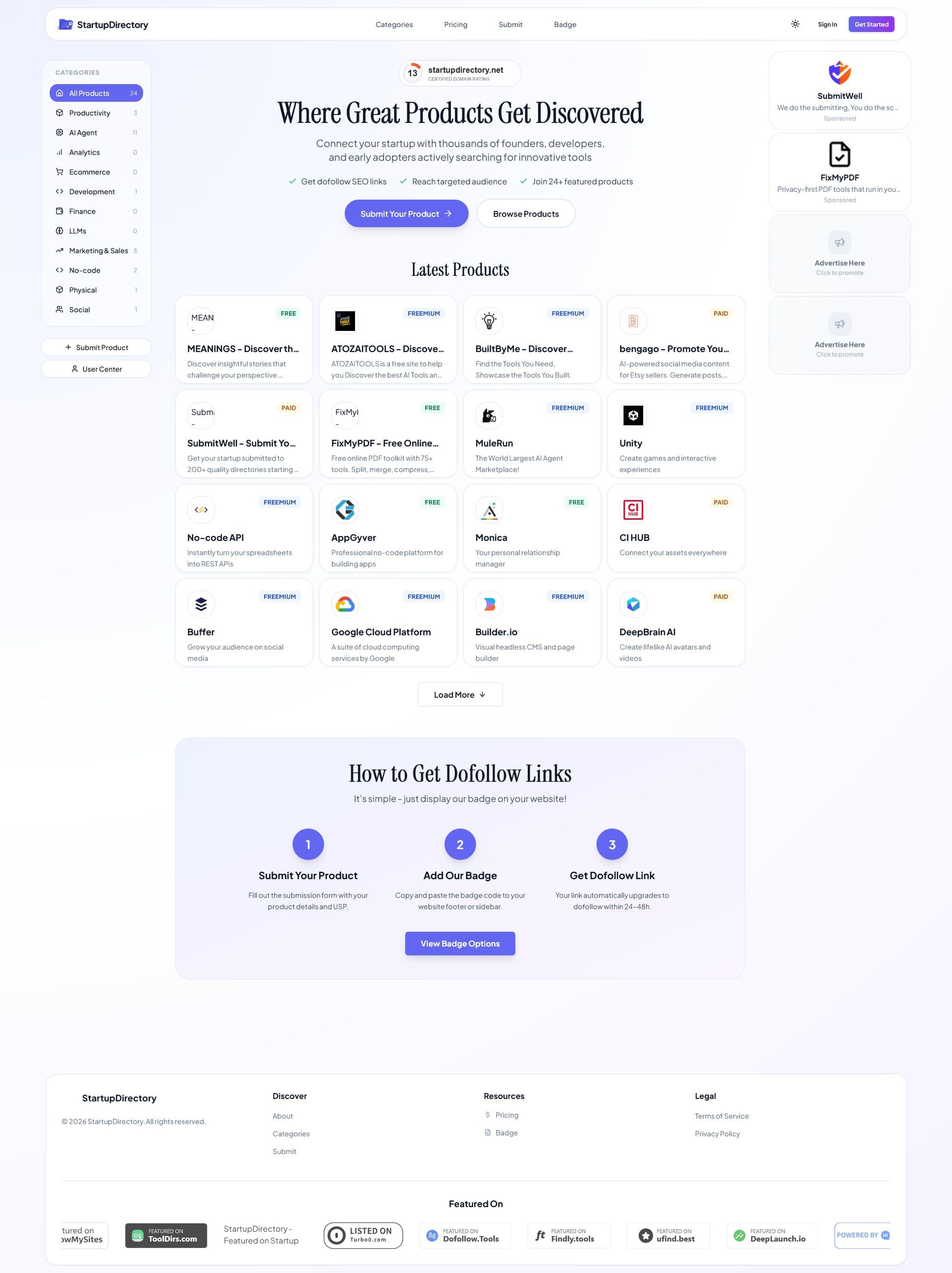 Screenshot of startupdirectory.net