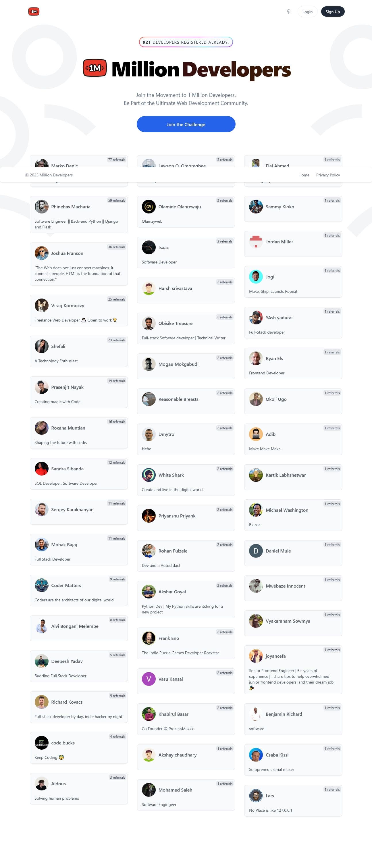 Screenshot of Milliondevs