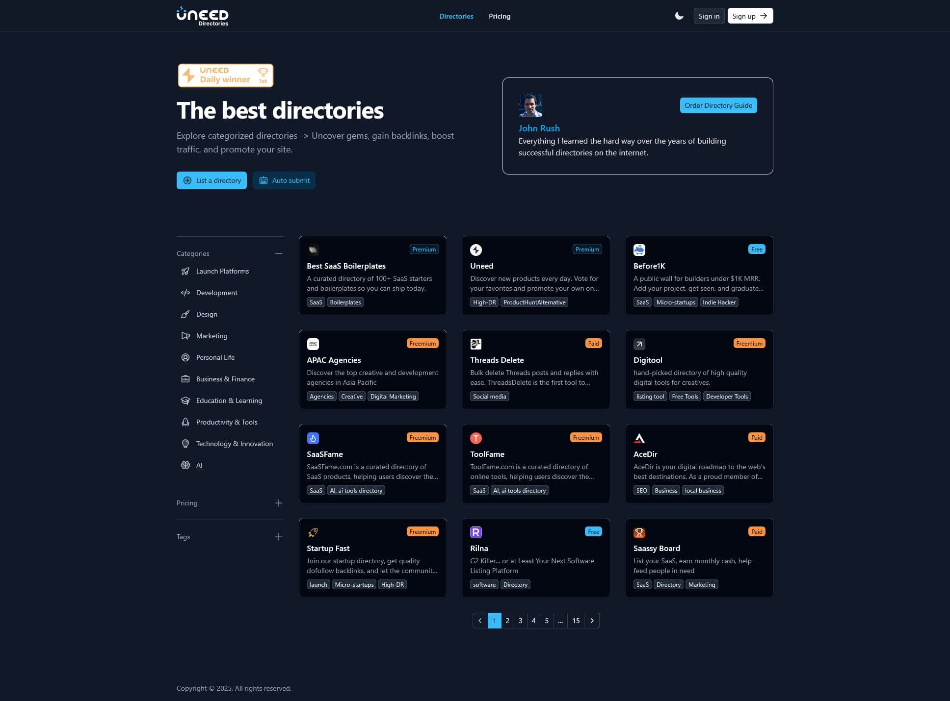Screenshot of uneed-directories.com