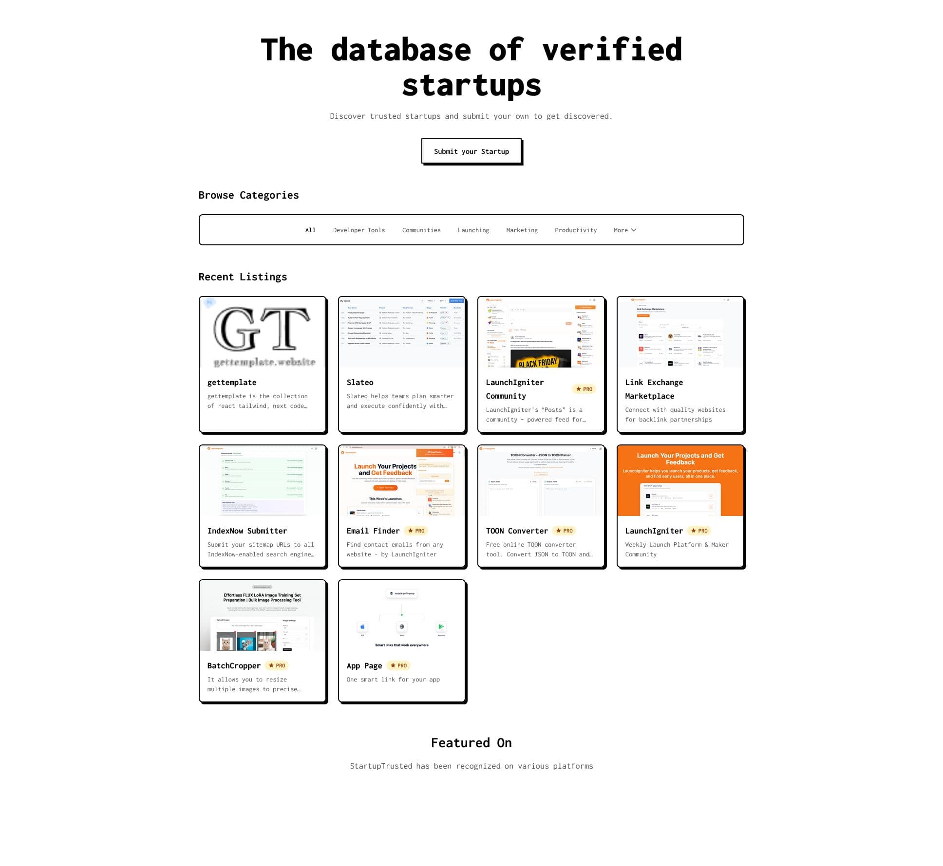Screenshot of Startuptrusted