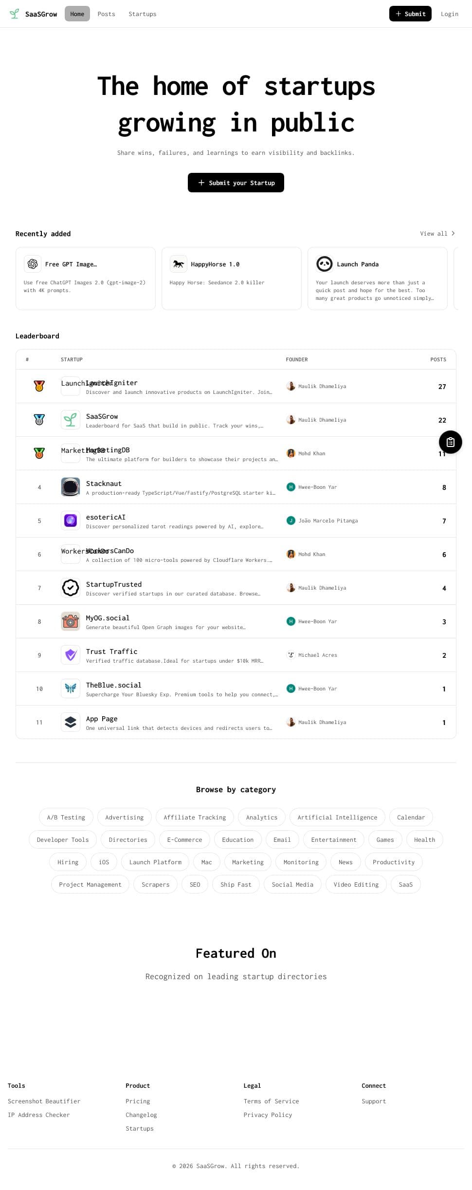 Screenshot of saasgrow.app