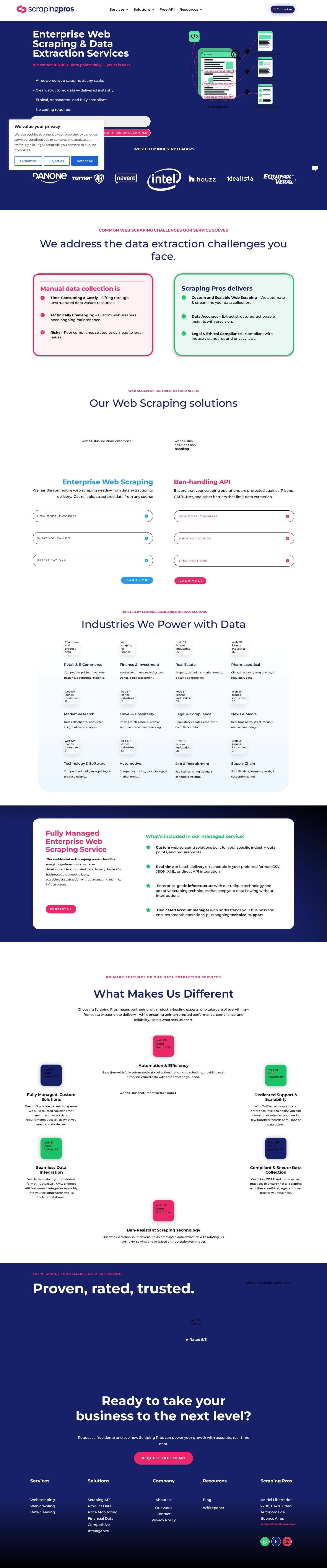 Screenshot of scrapingpros.com