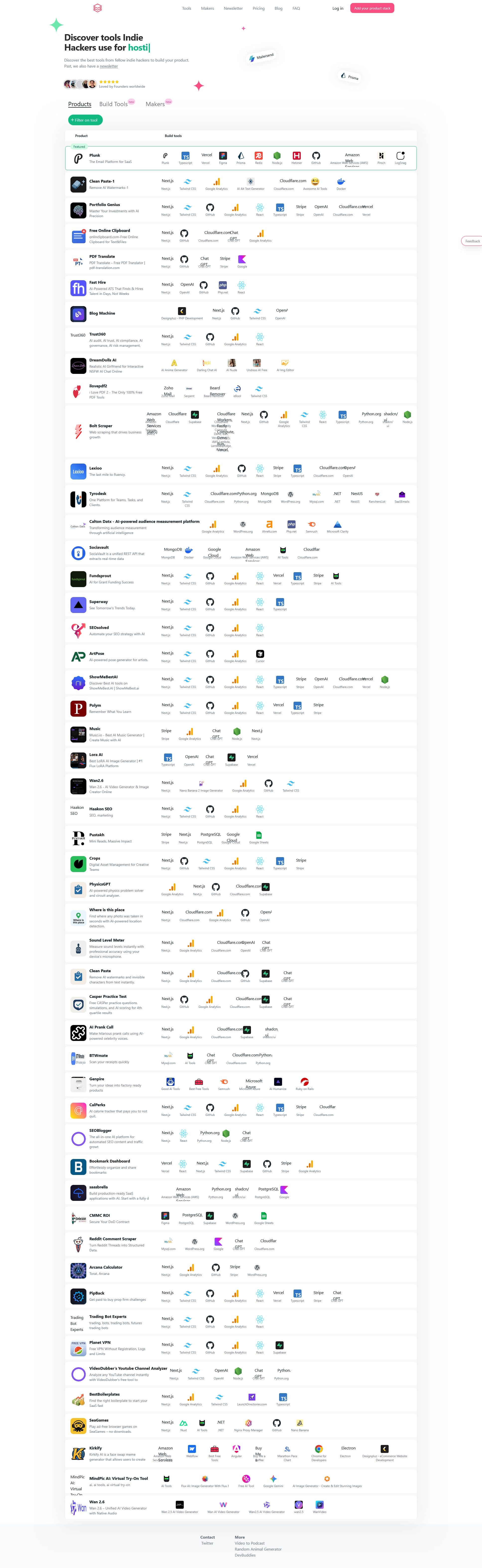 Screenshot of Indiehackerstacks