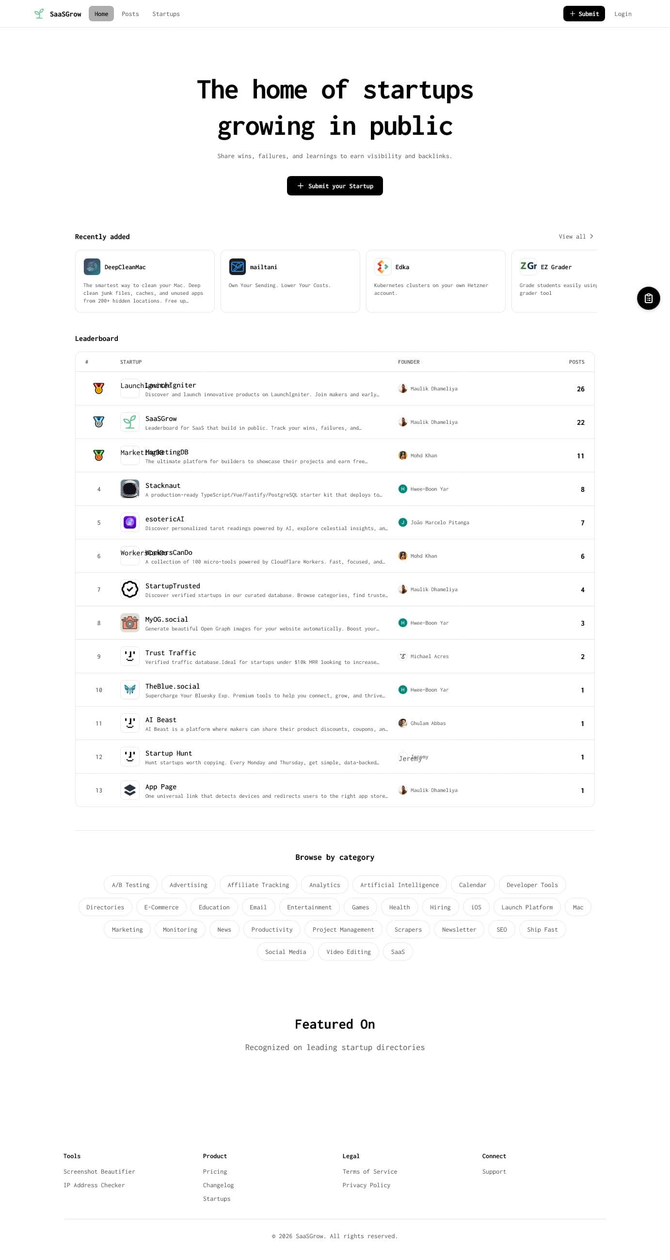 Screenshot of Saasgrow