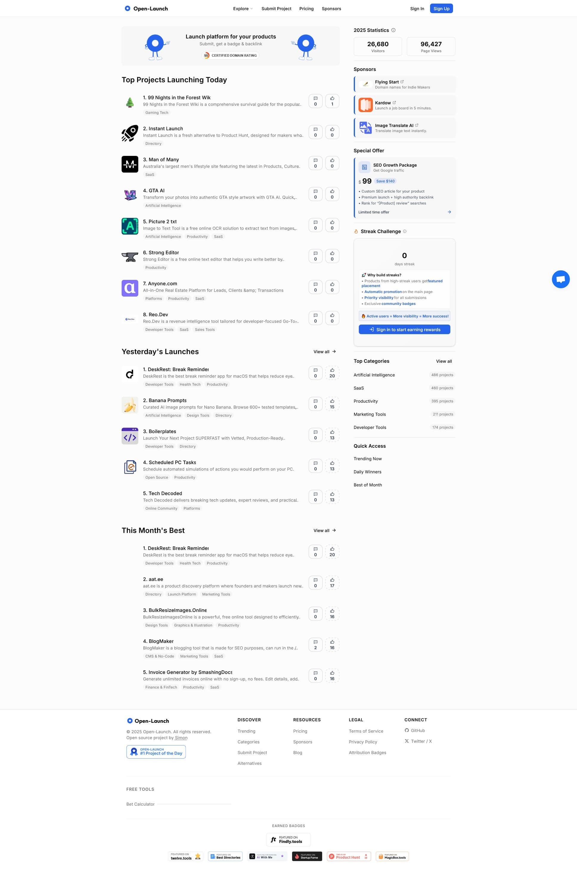 Screenshot of Open Launch