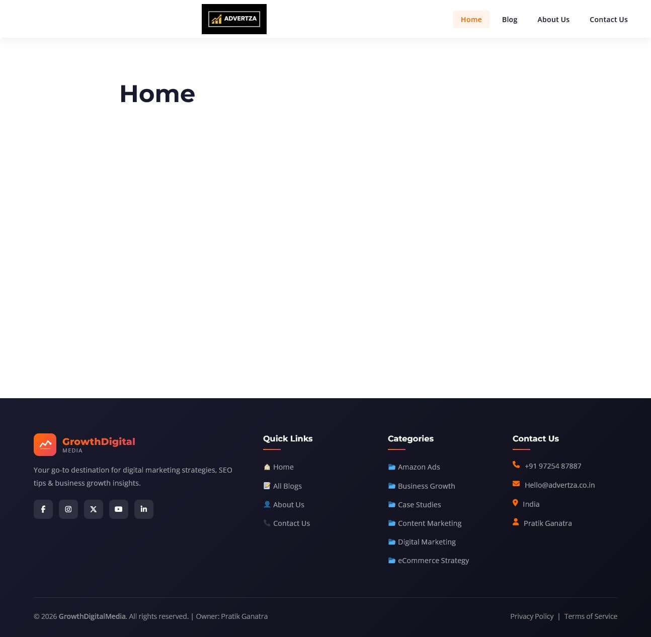 Screenshot of advertza.co.in