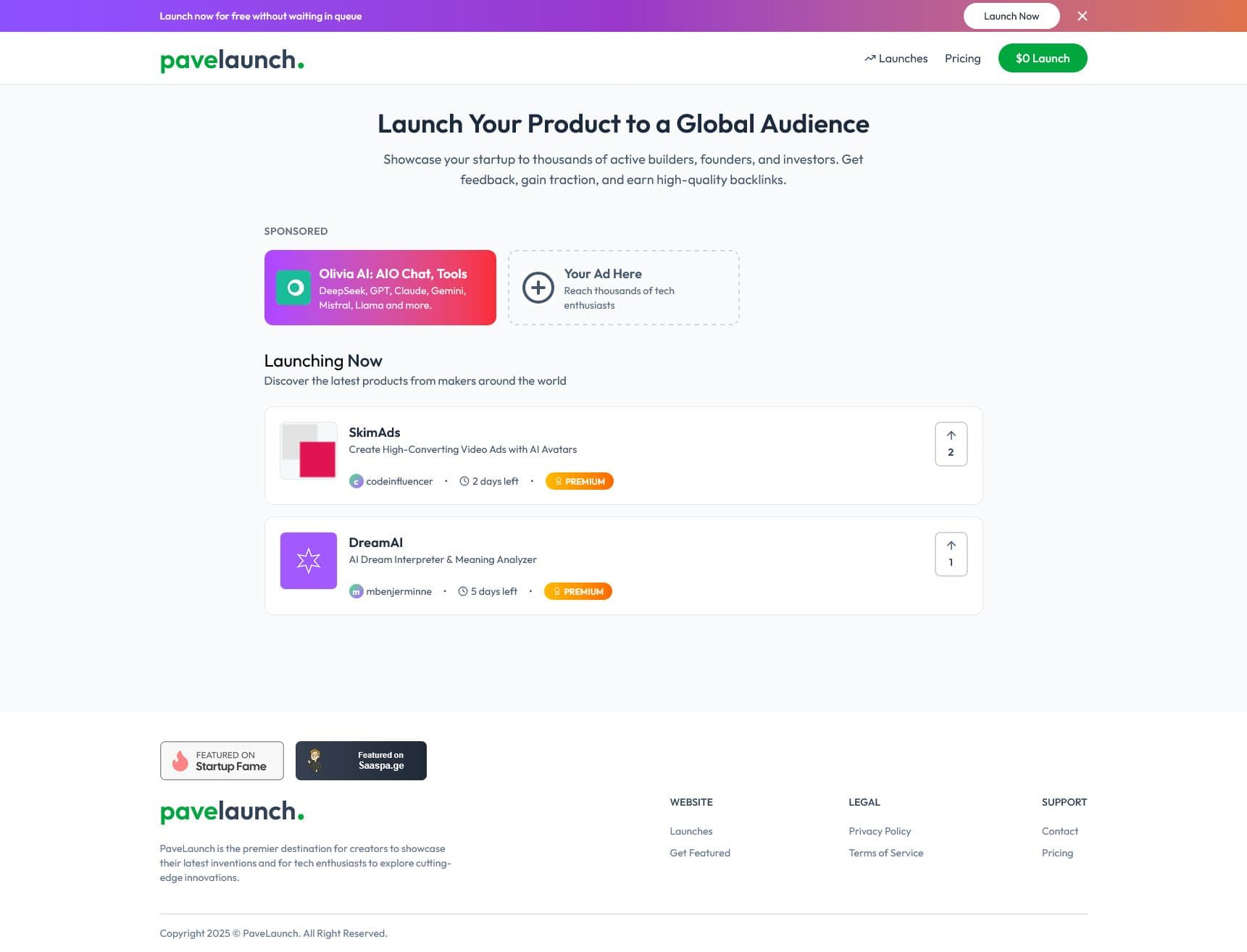 Screenshot of www.pavelaunch.com