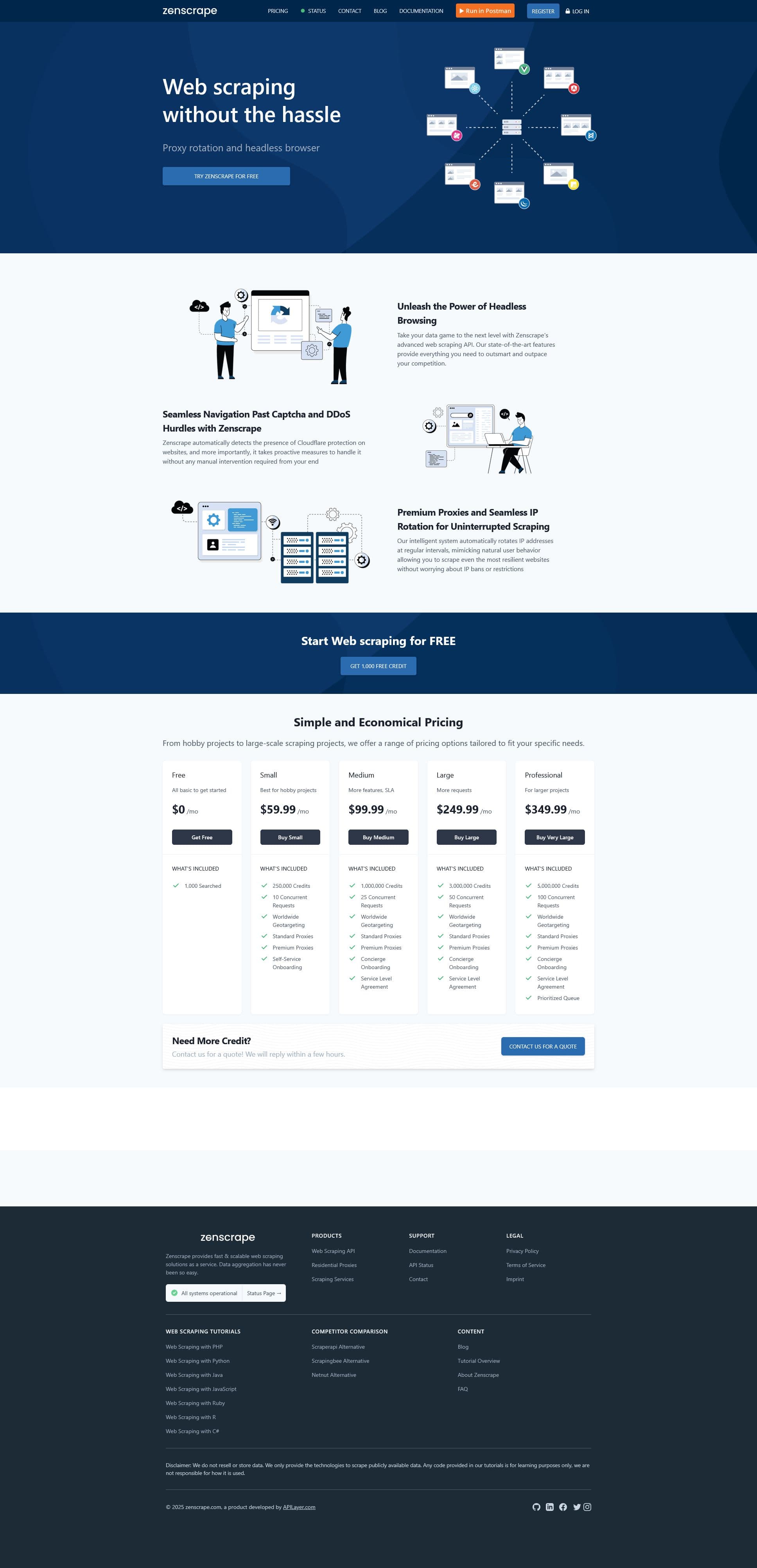 Screenshot of zenscrape.com