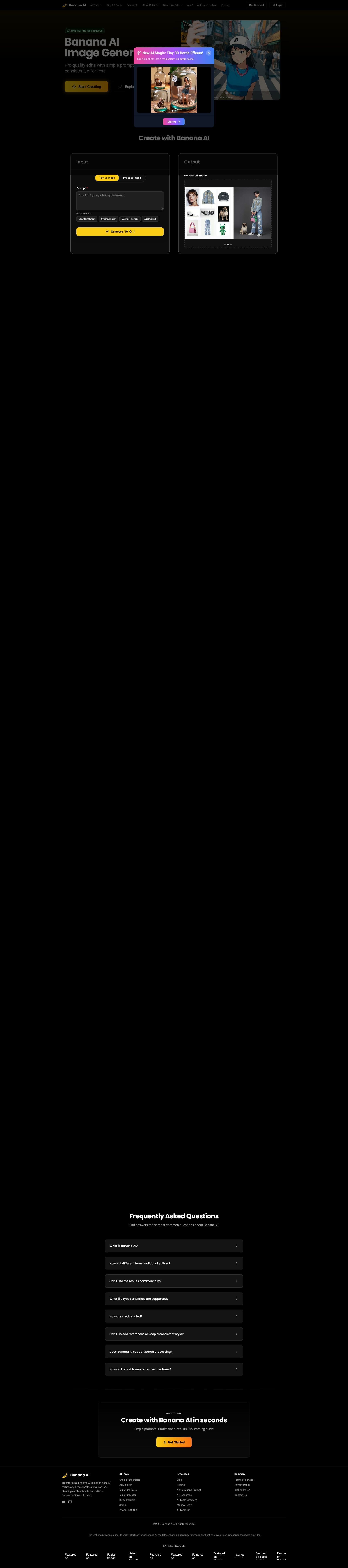 Screenshot of banana-ai.art