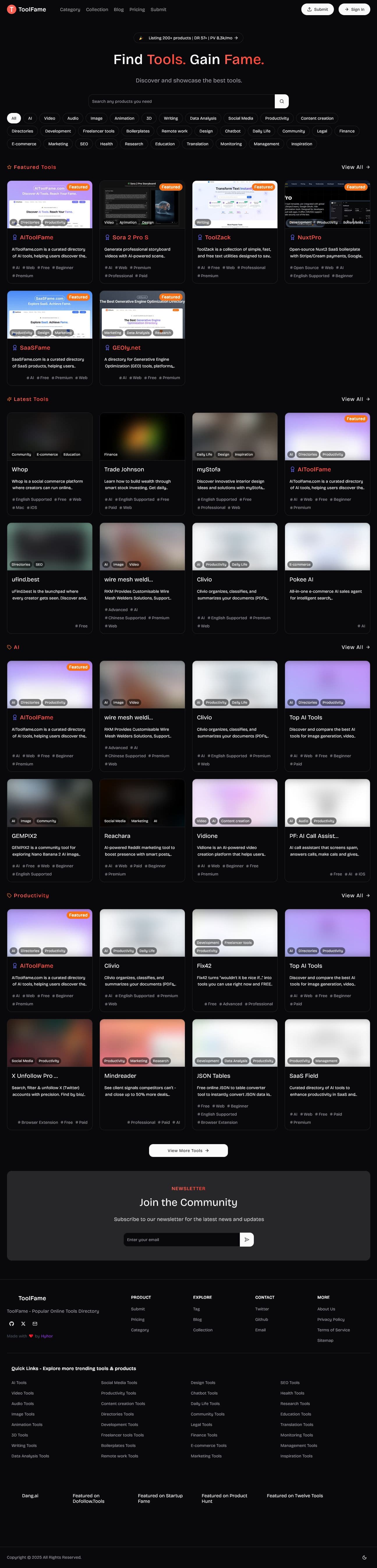 Screenshot of Toolfame.com