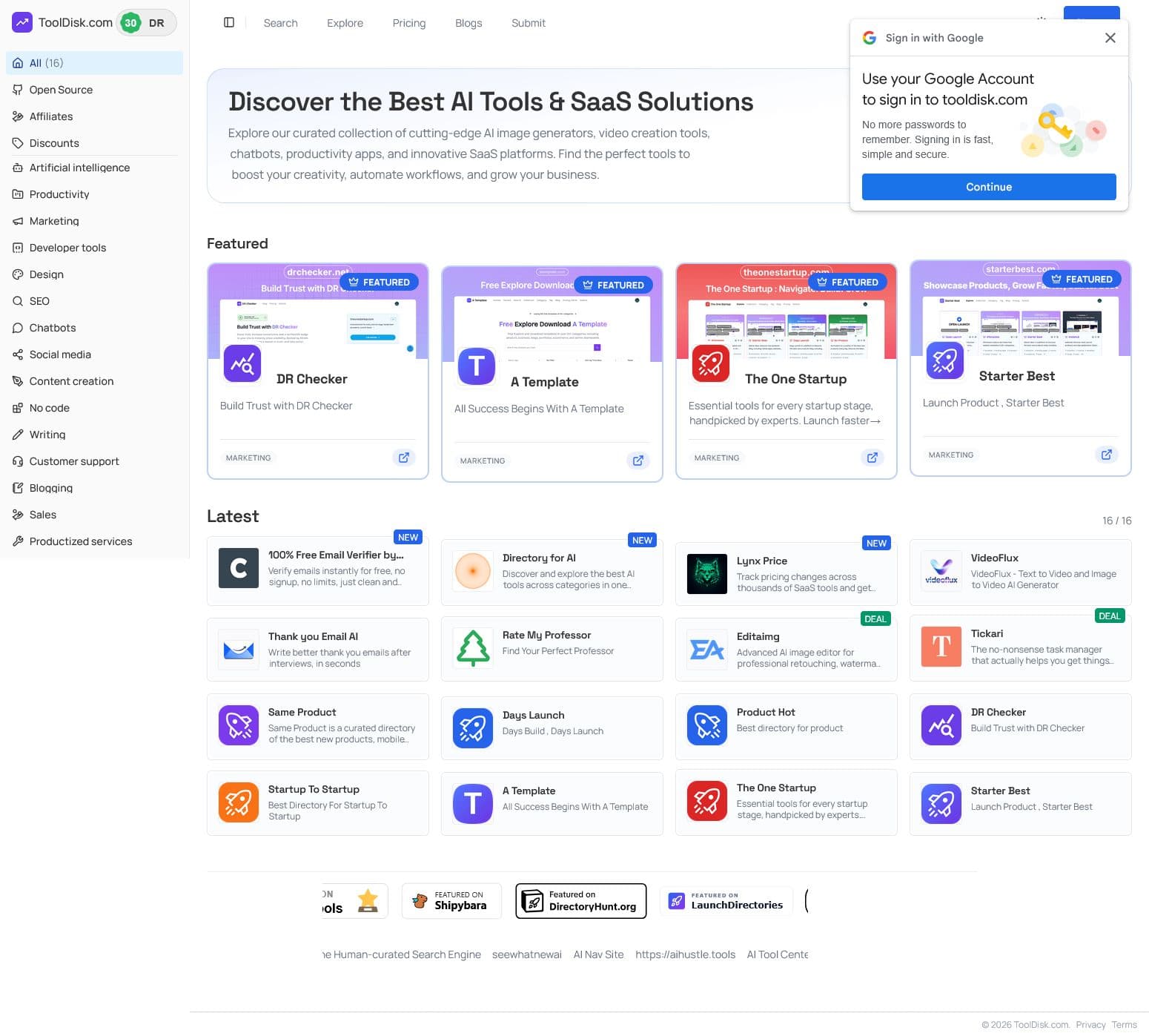 Screenshot of tooldisk.com