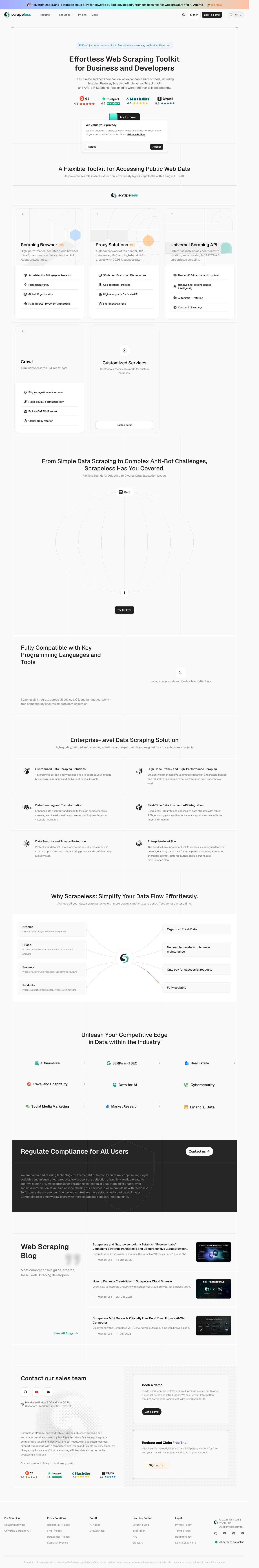 Screenshot of scrapeless.com