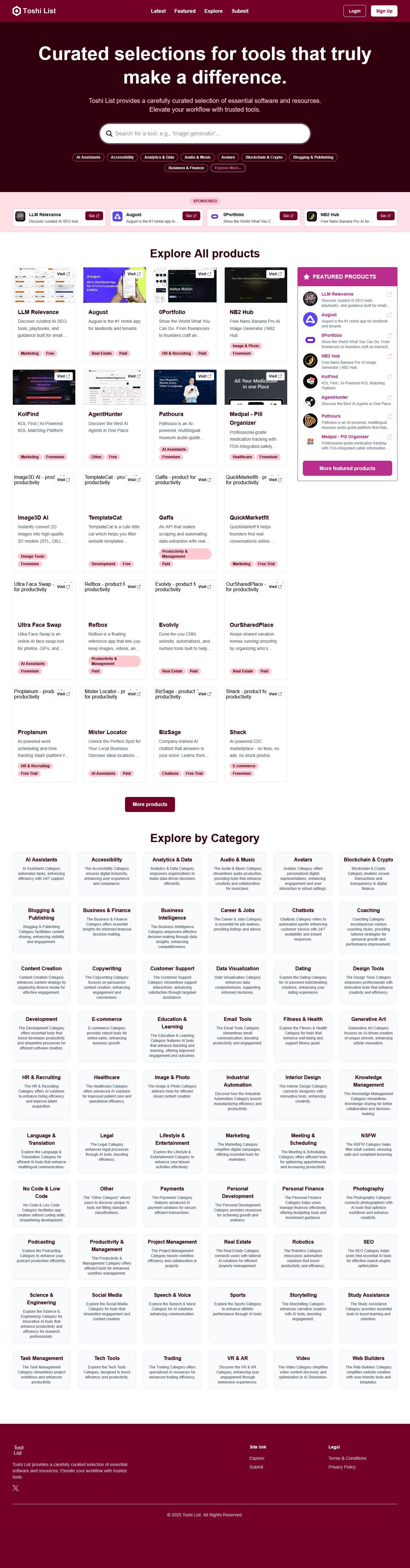 Screenshot of Toshilist