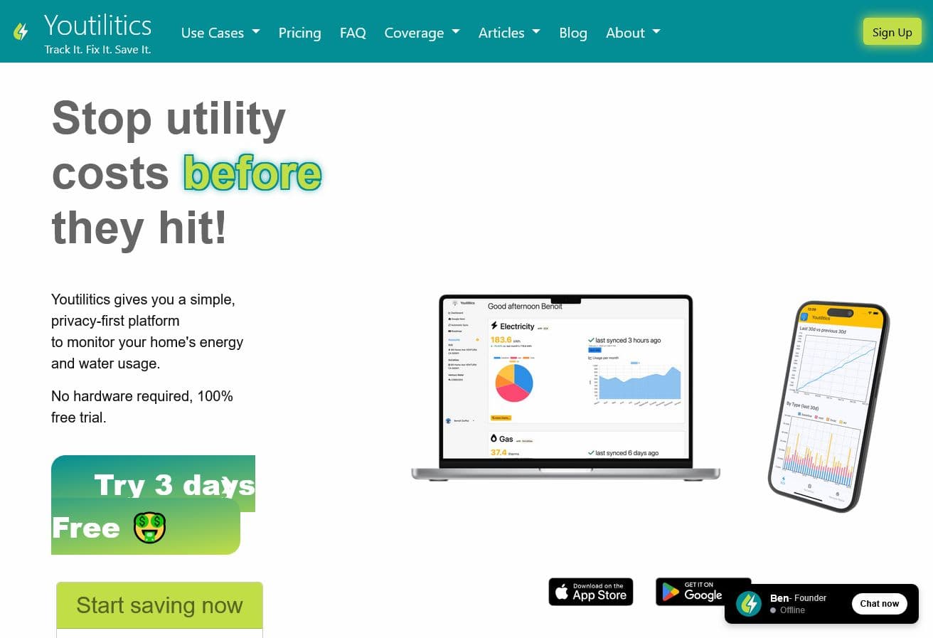 Screenshot of youtilitics.com