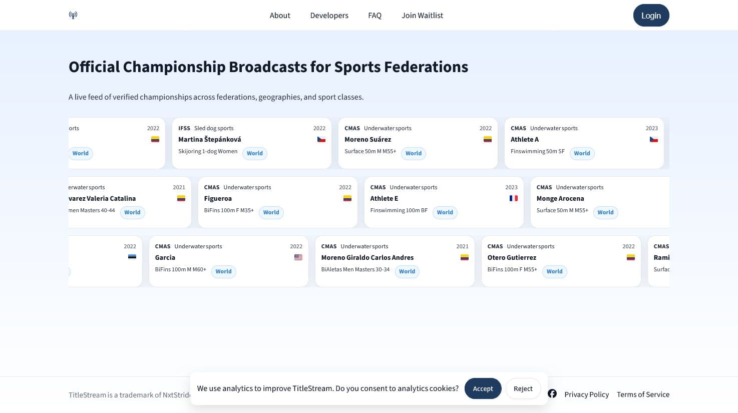 Screenshot of title.stream