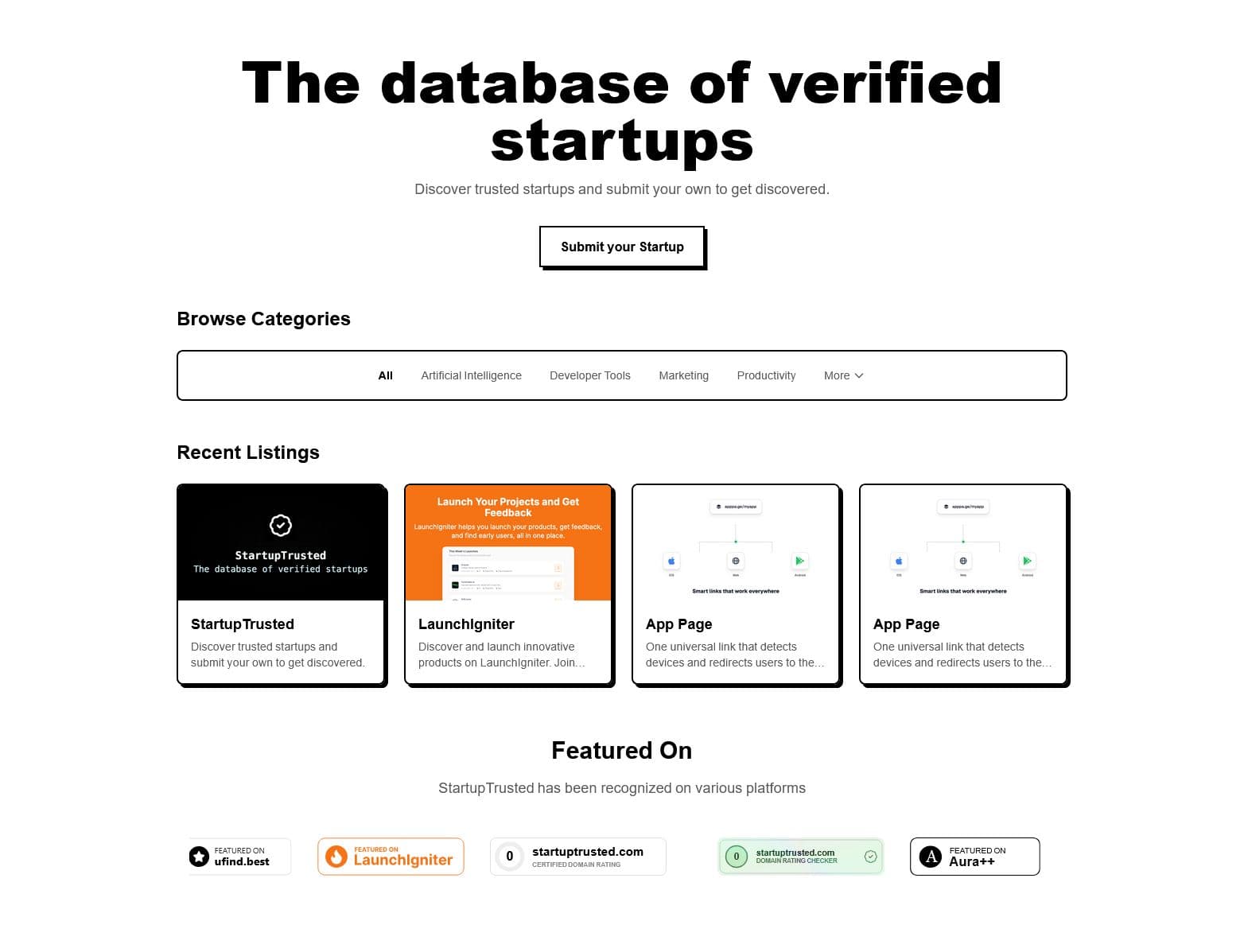 Screenshot of startuptrusted.com