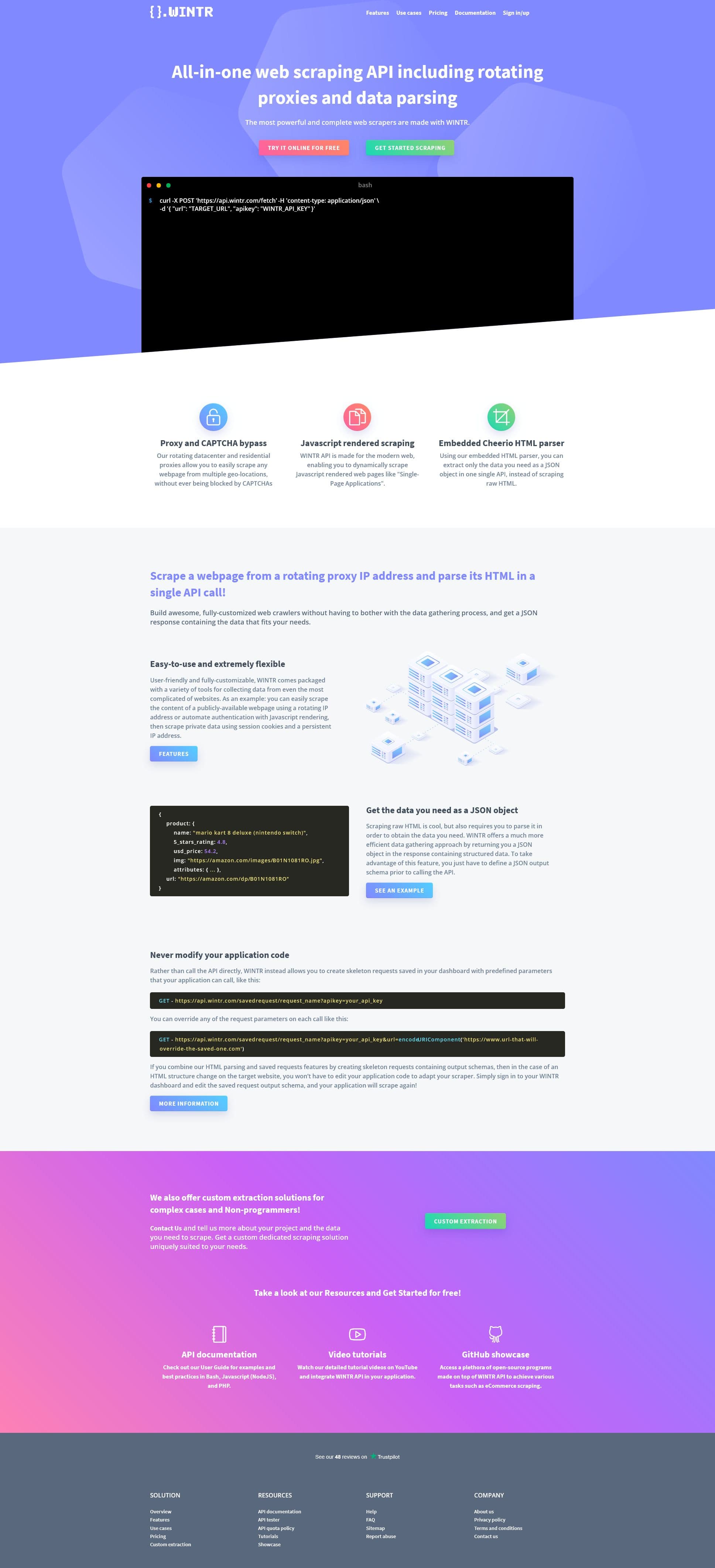 Screenshot of wintr.com