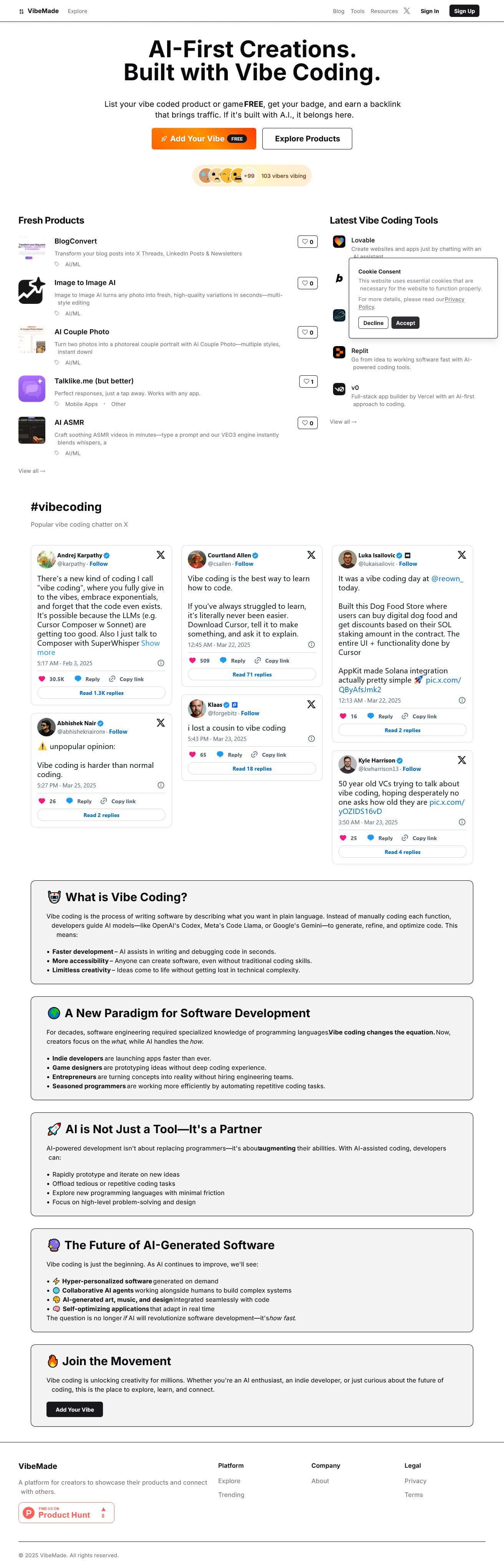 Screenshot of Vibemade