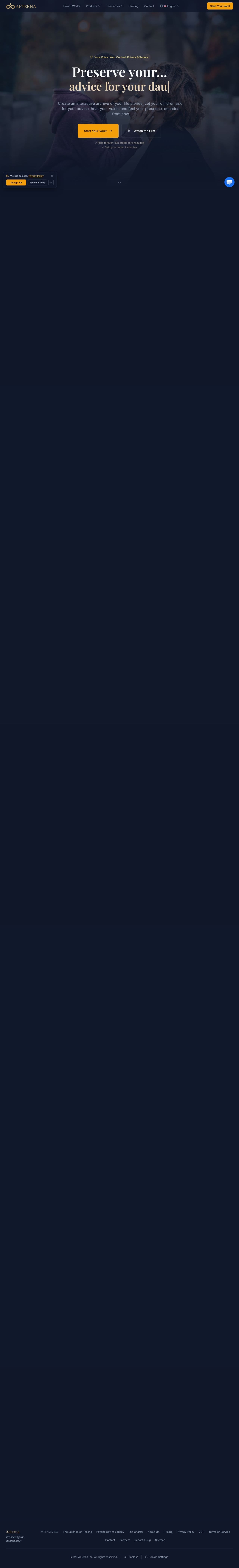 Screenshot of helloaeterna.com