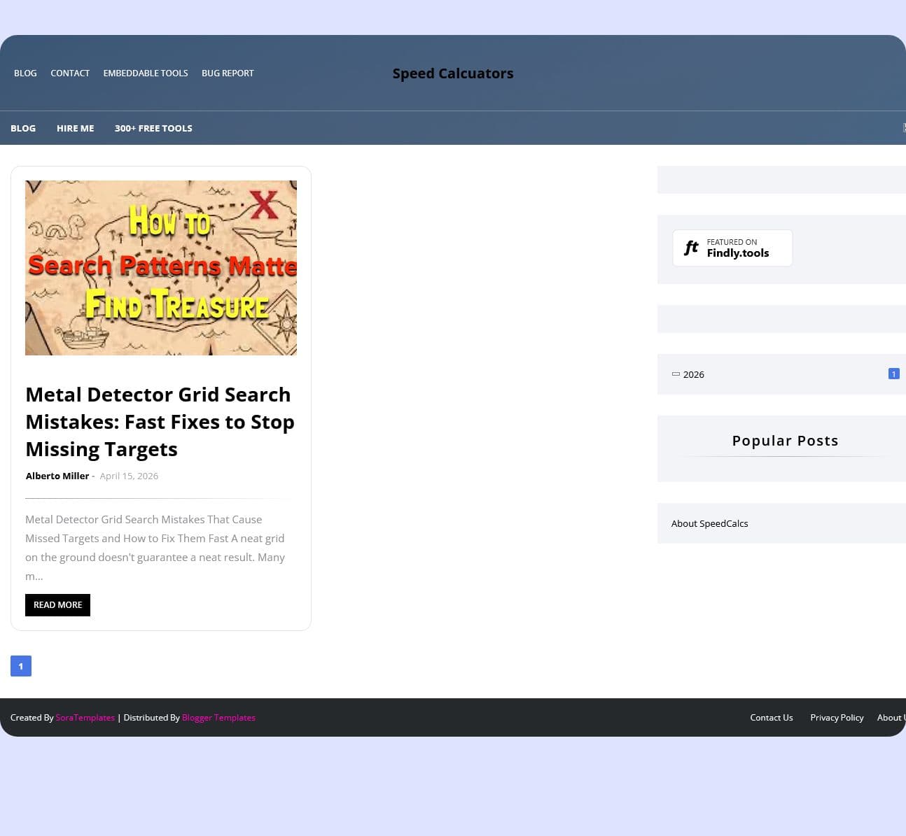 Screenshot of speedcalcs.com