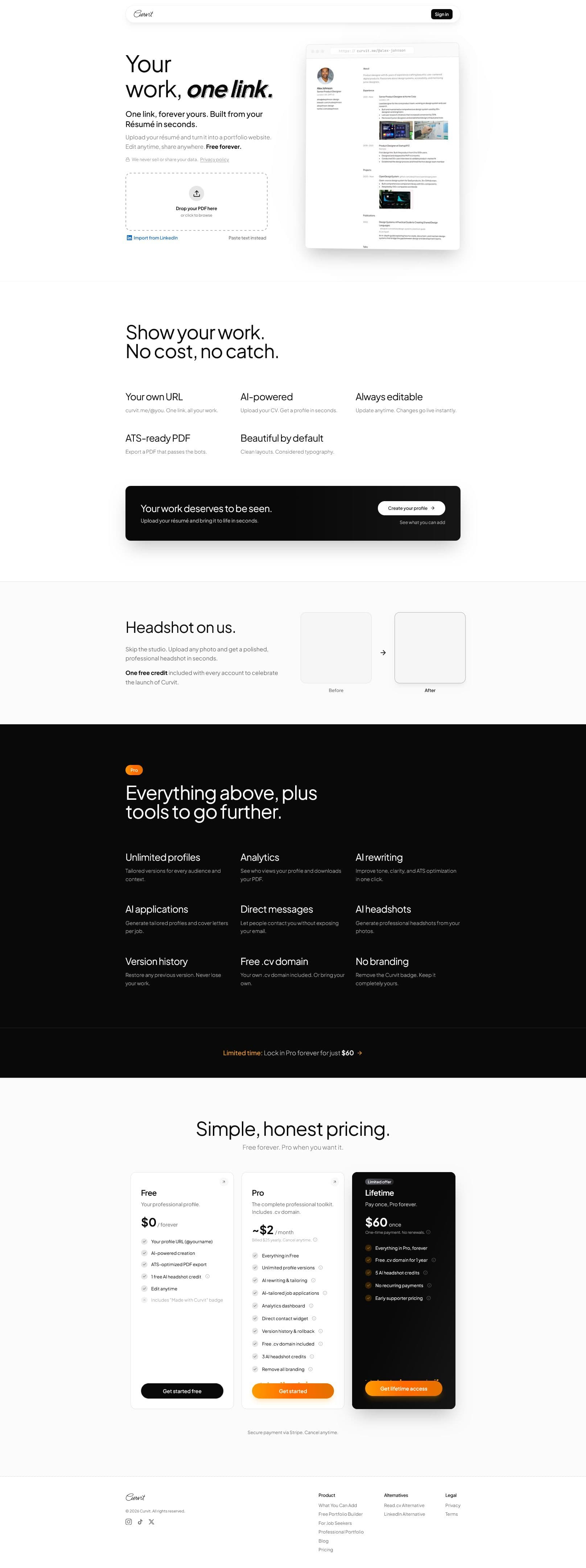 Screenshot of curvit.me