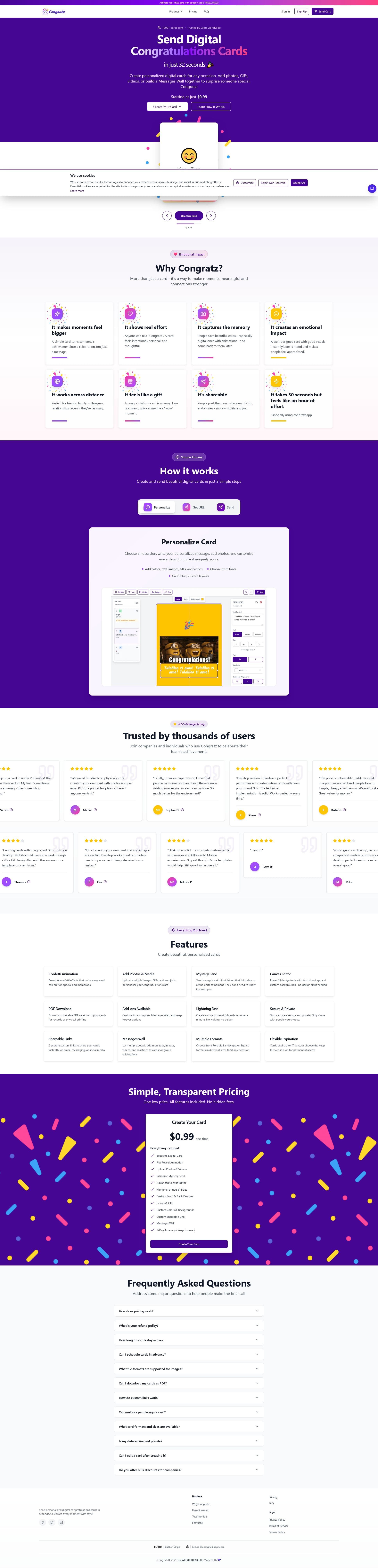 Screenshot of congratz.app