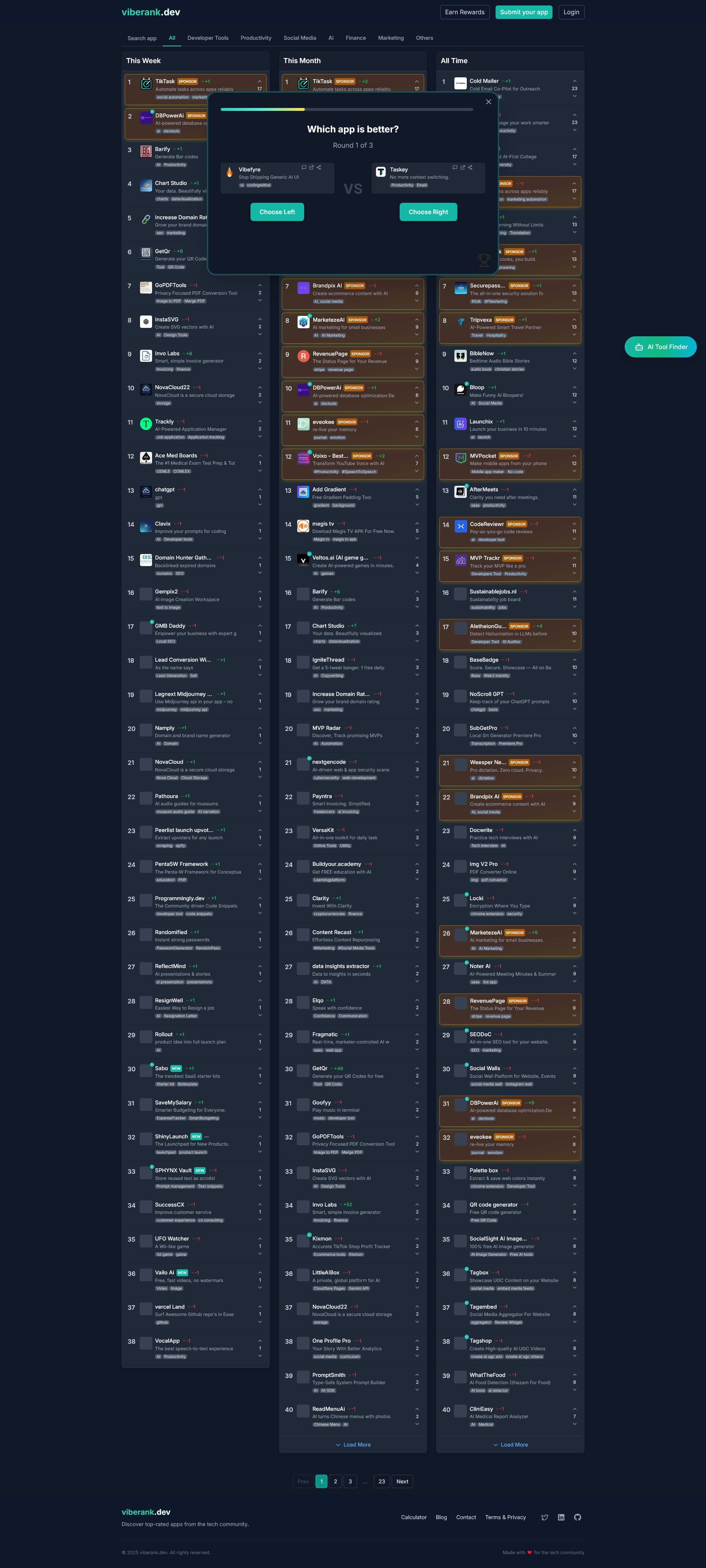 Screenshot of Viberank