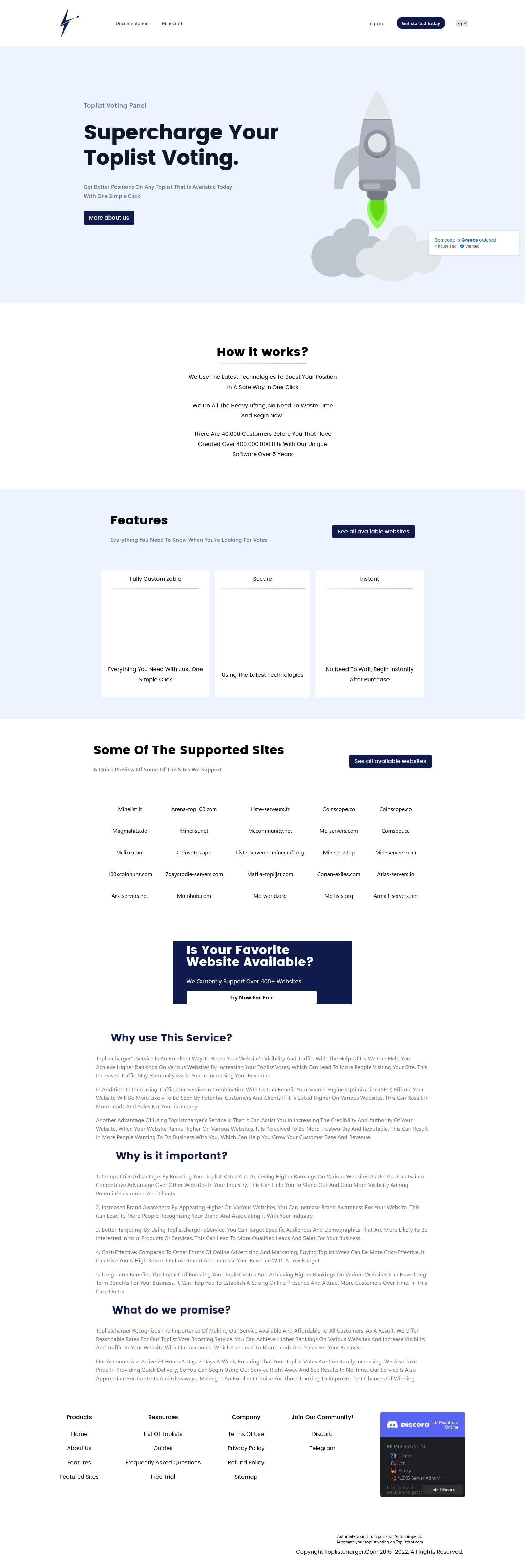 Screenshot of toplistcharger.com