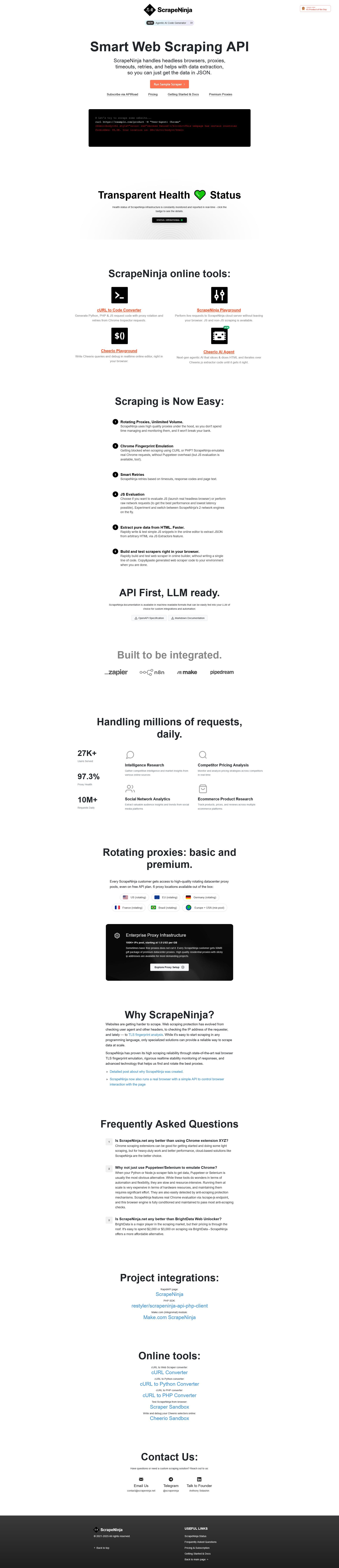 Screenshot of scrapeninja.net