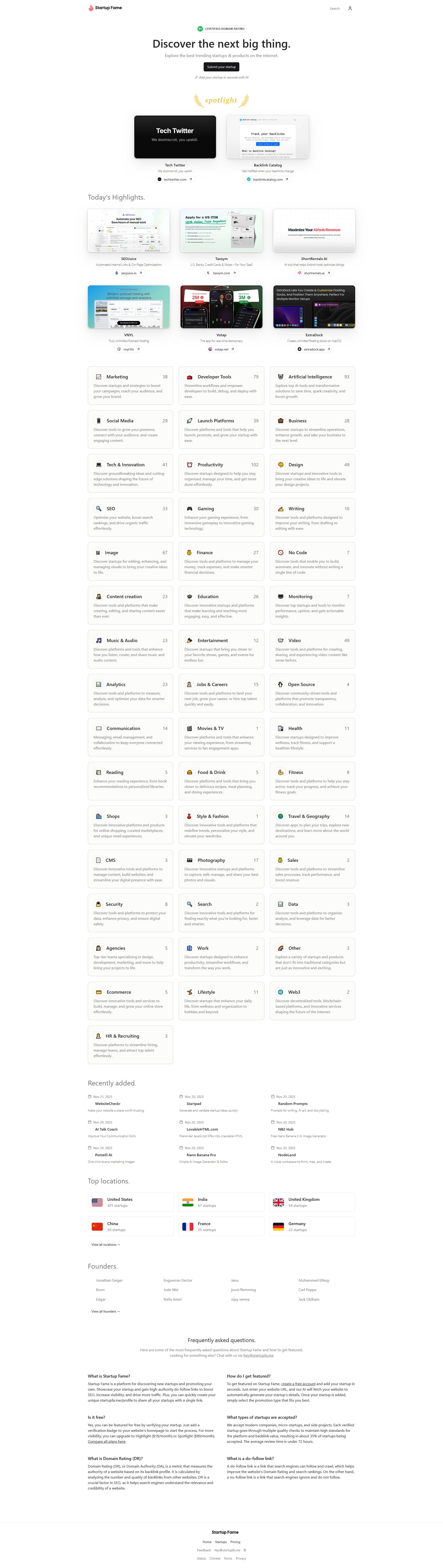 Screenshot of Startupfa.me