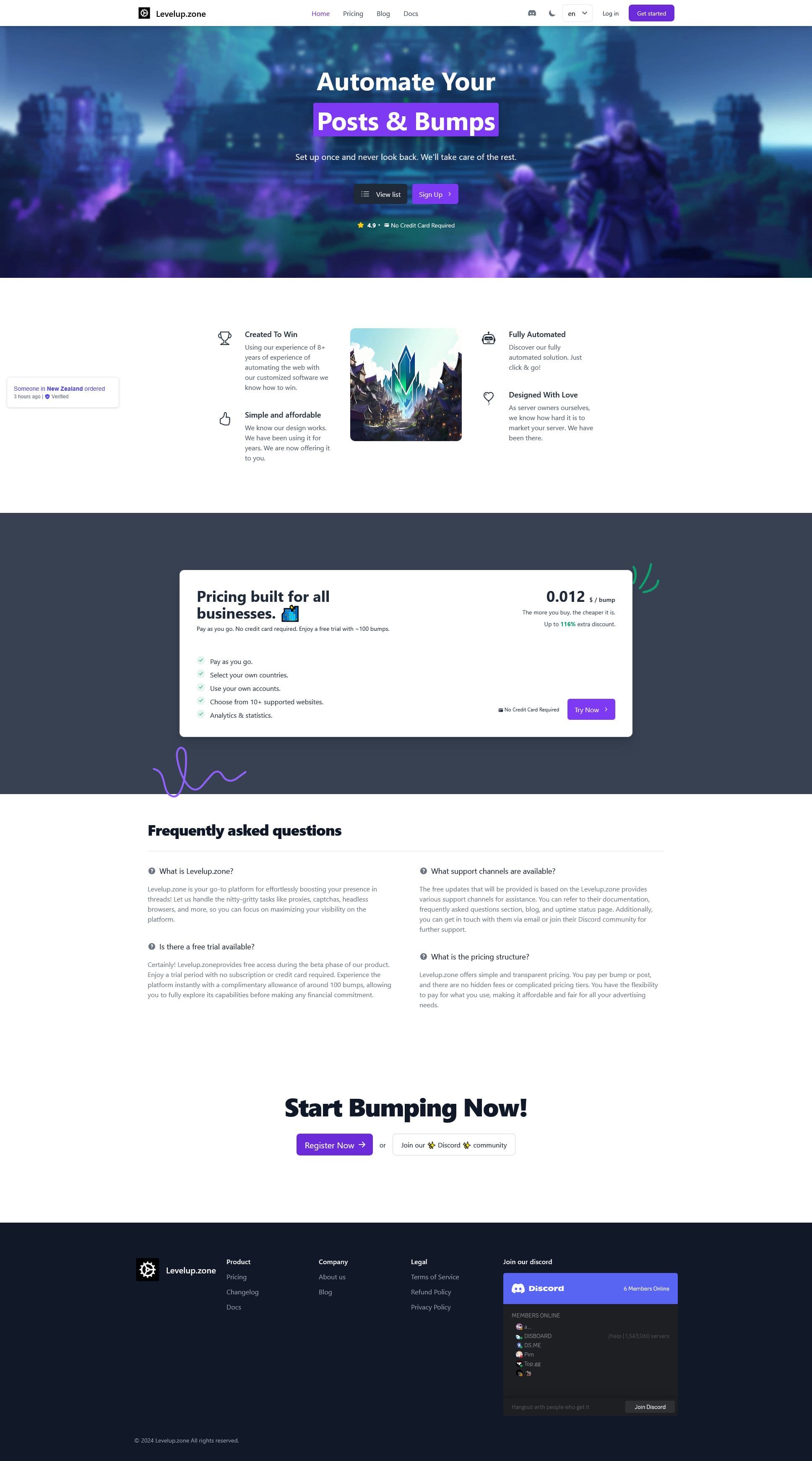 Screenshot of levelup.zone