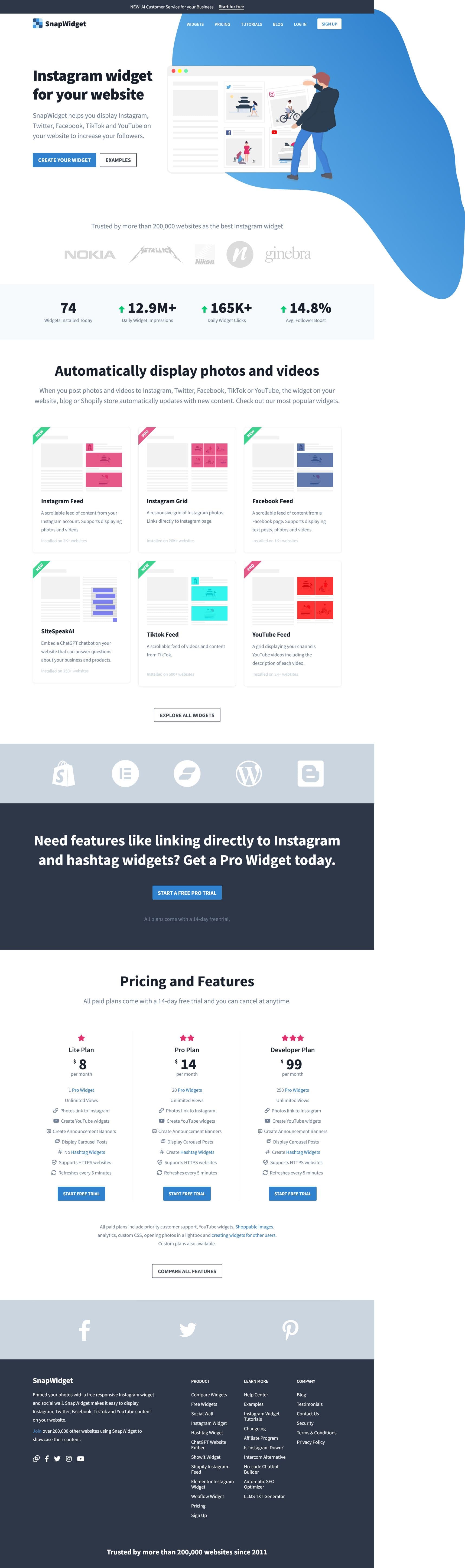 Screenshot of snapwidget.com