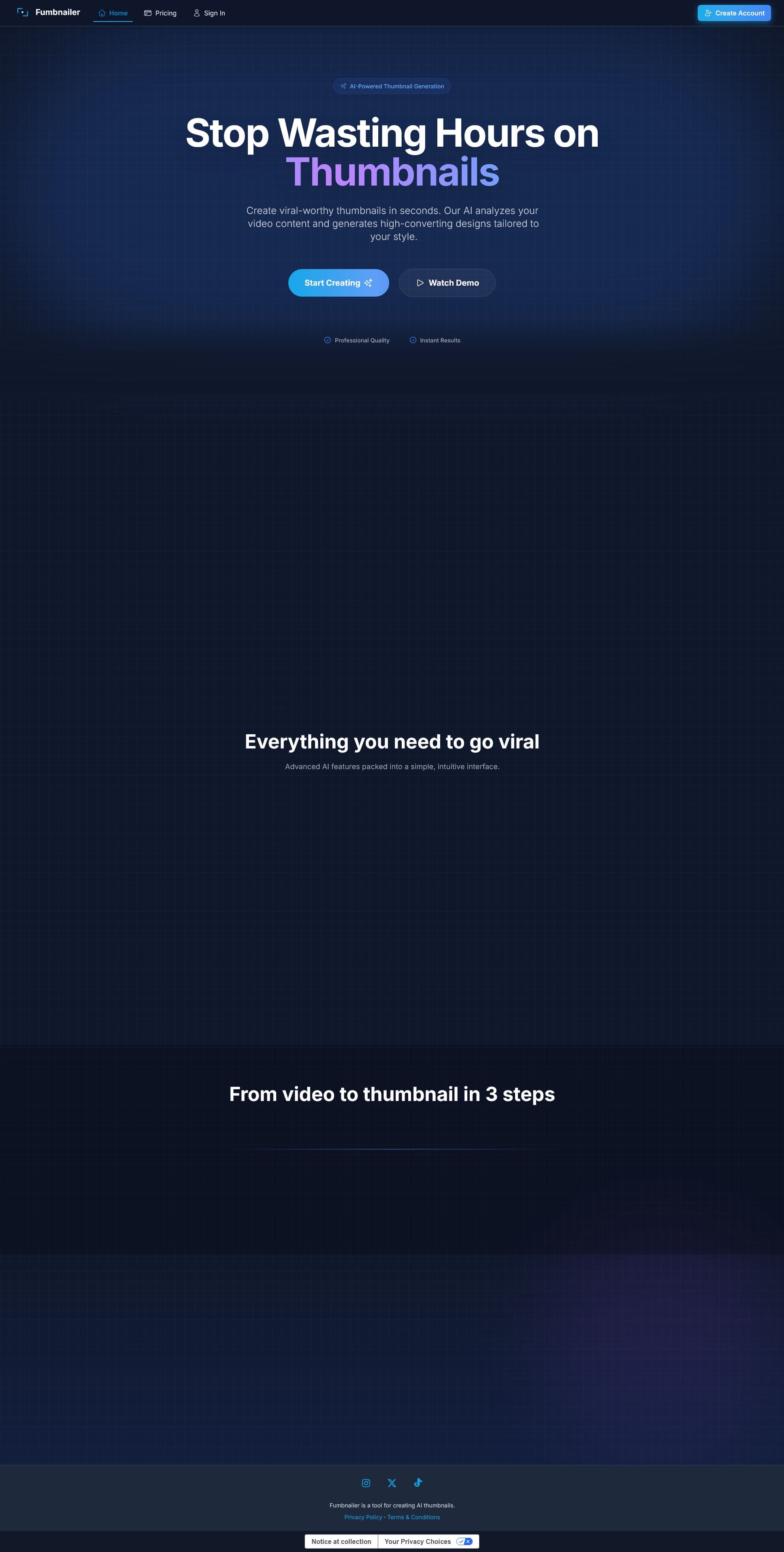 Screenshot of fumbnailer.com