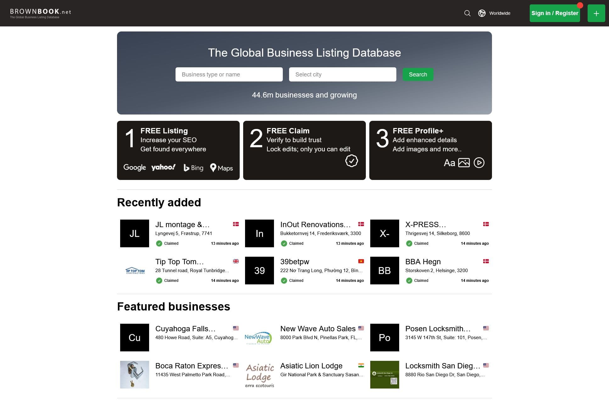 Screenshot of Brownbook