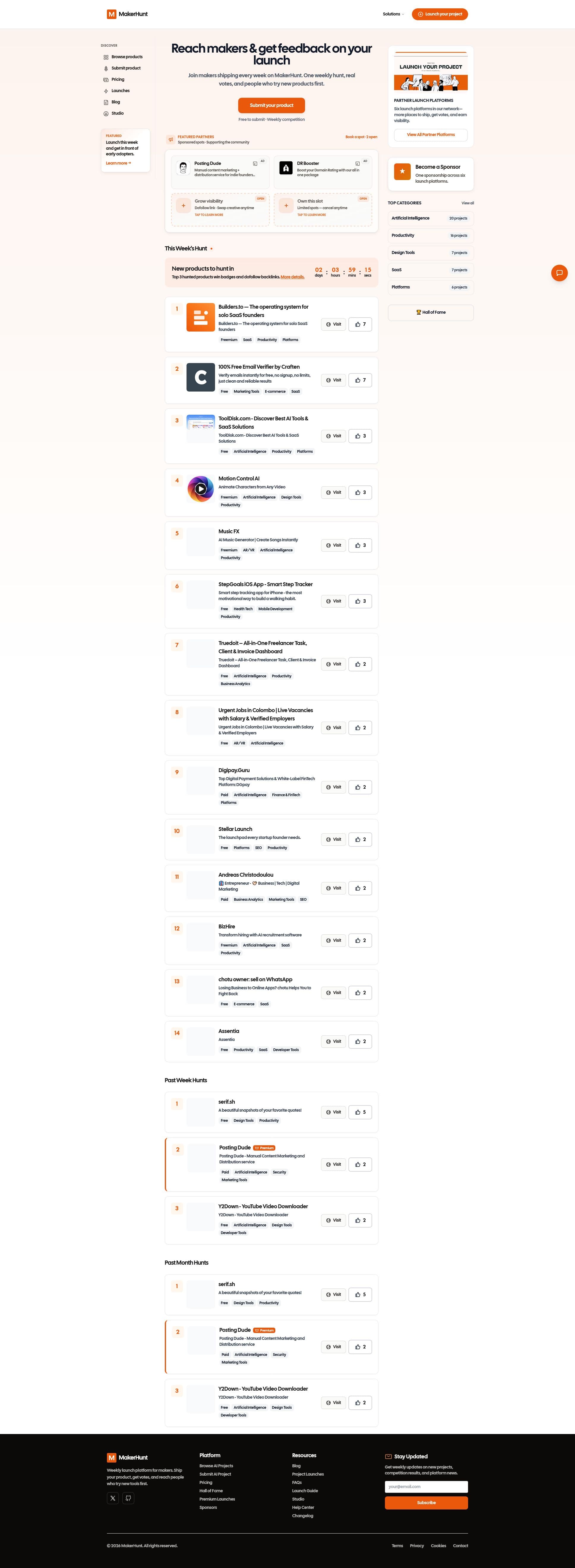 Screenshot of Makerhunt