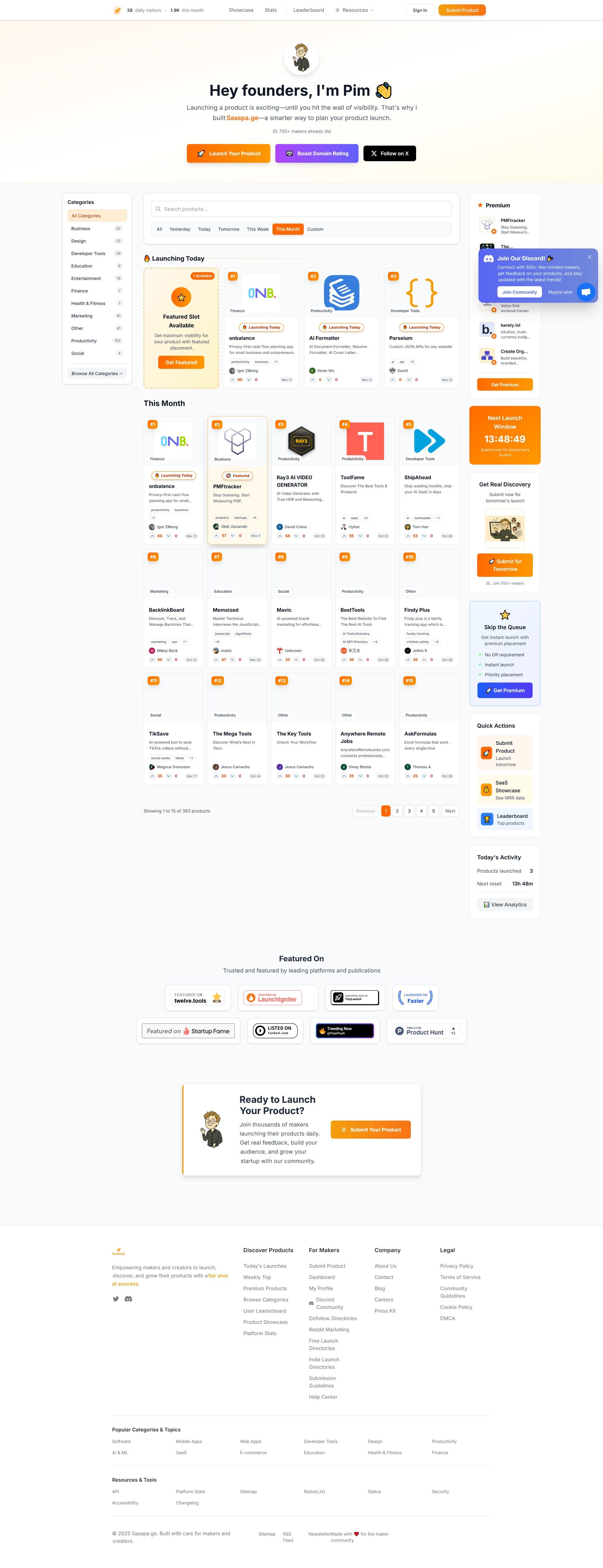 Screenshot of SaaS Page