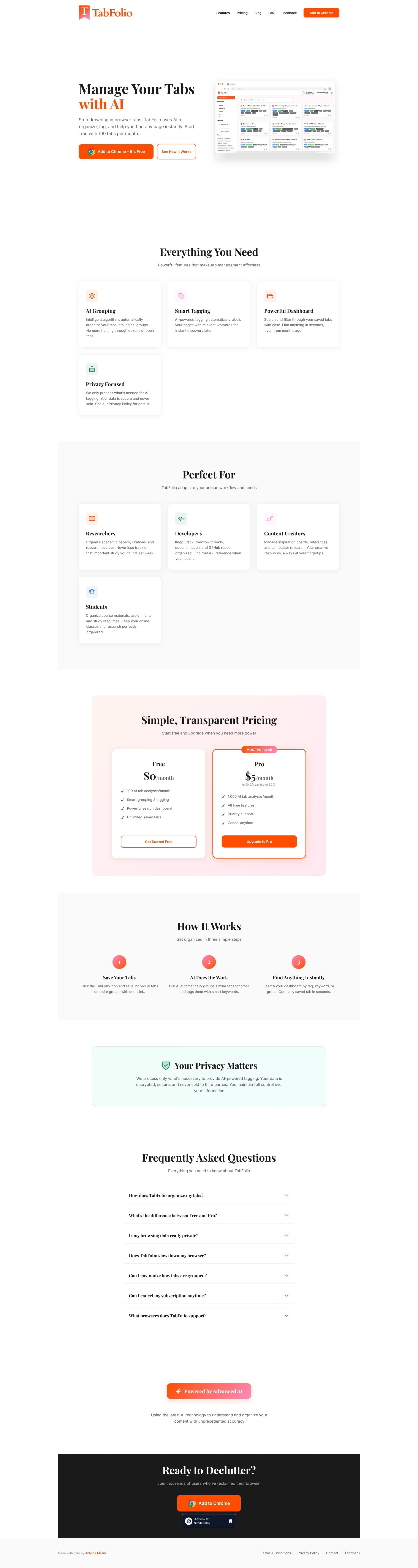Screenshot of tabfolio.app