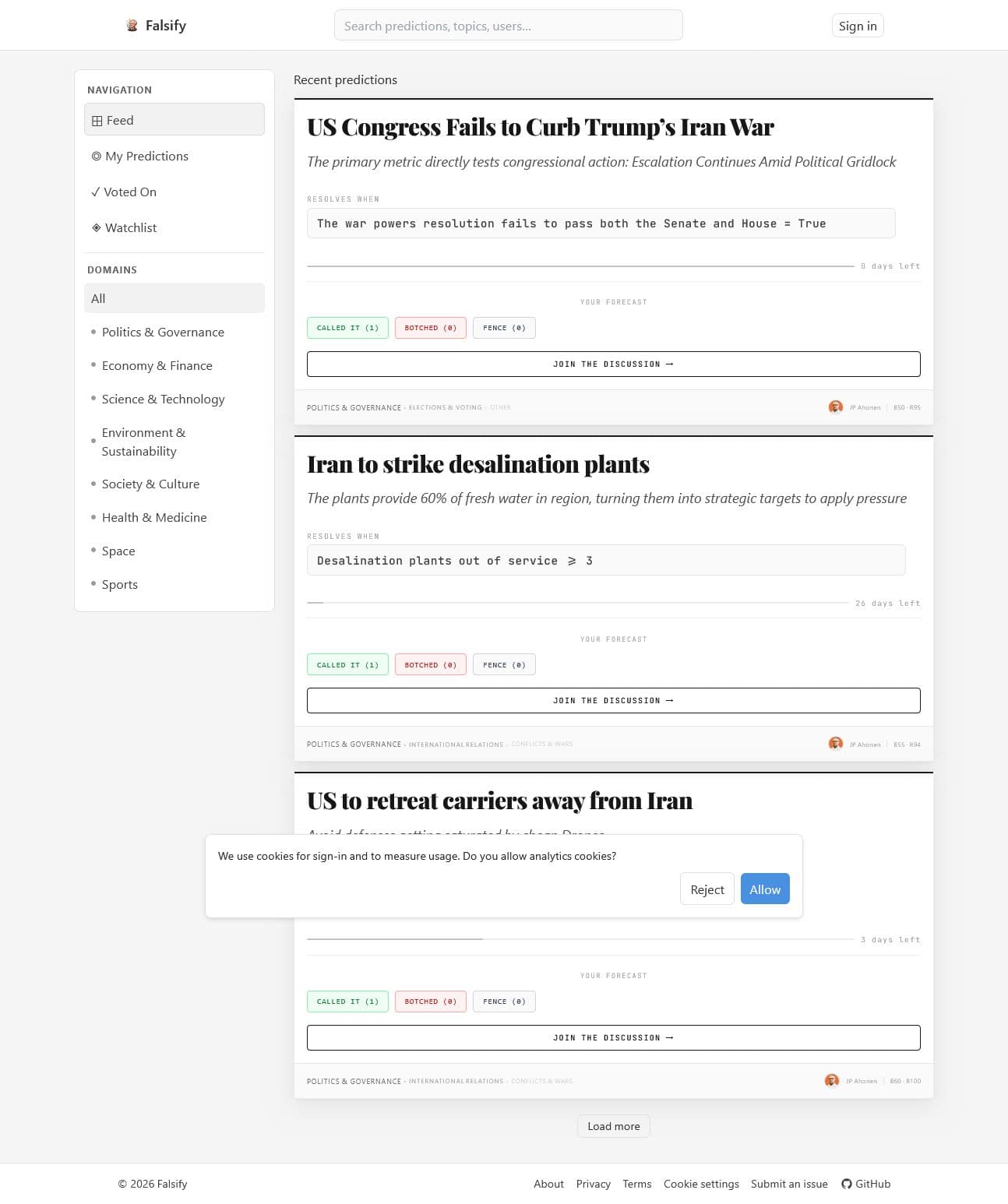 Screenshot of falsify.app