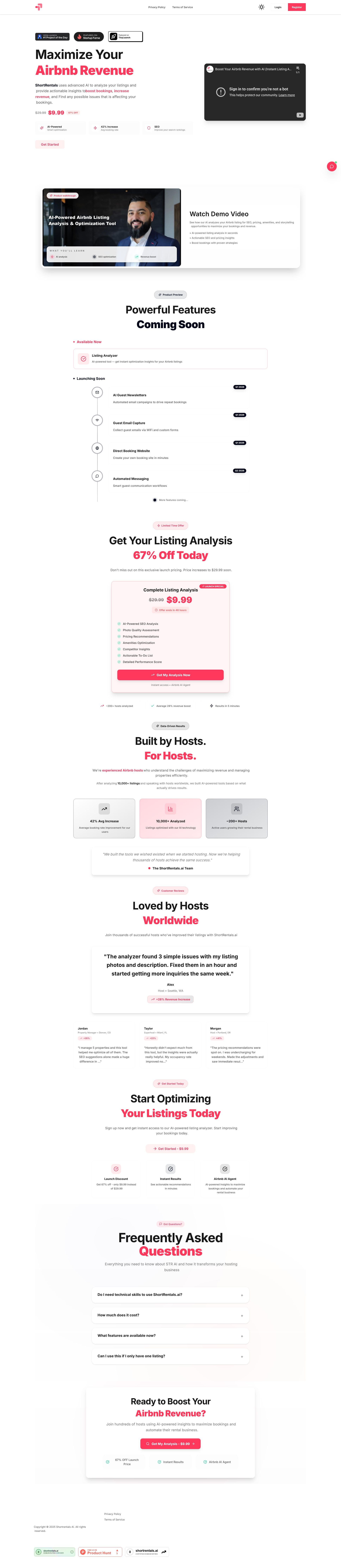 Screenshot of shortrentals.ai