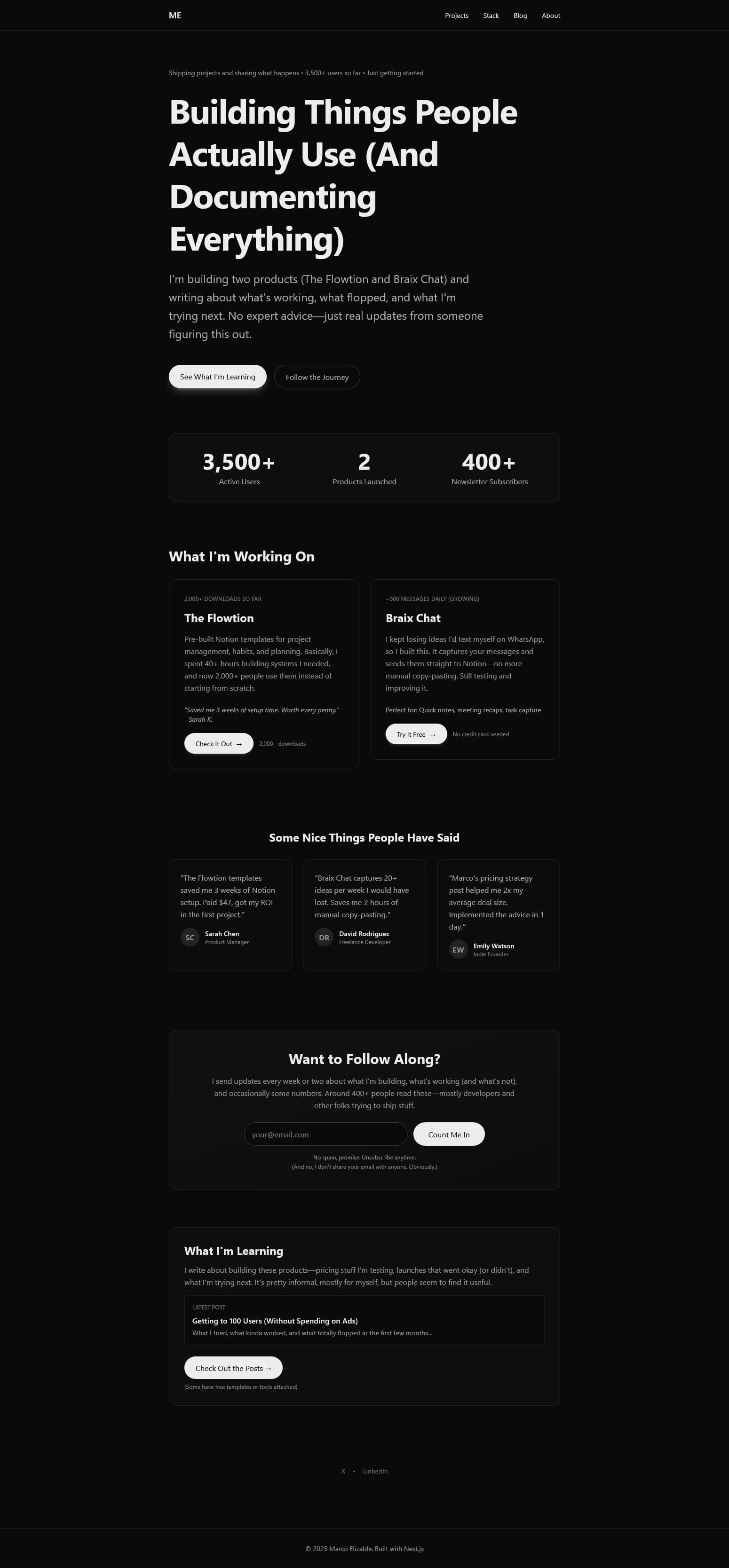 Screenshot of marcoelizalde.com