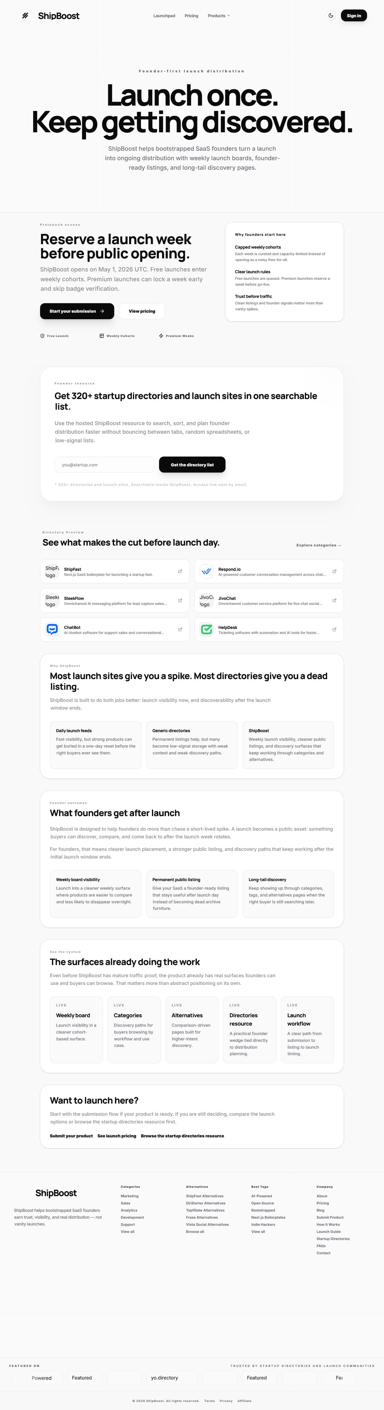 Screenshot of shipboost.io