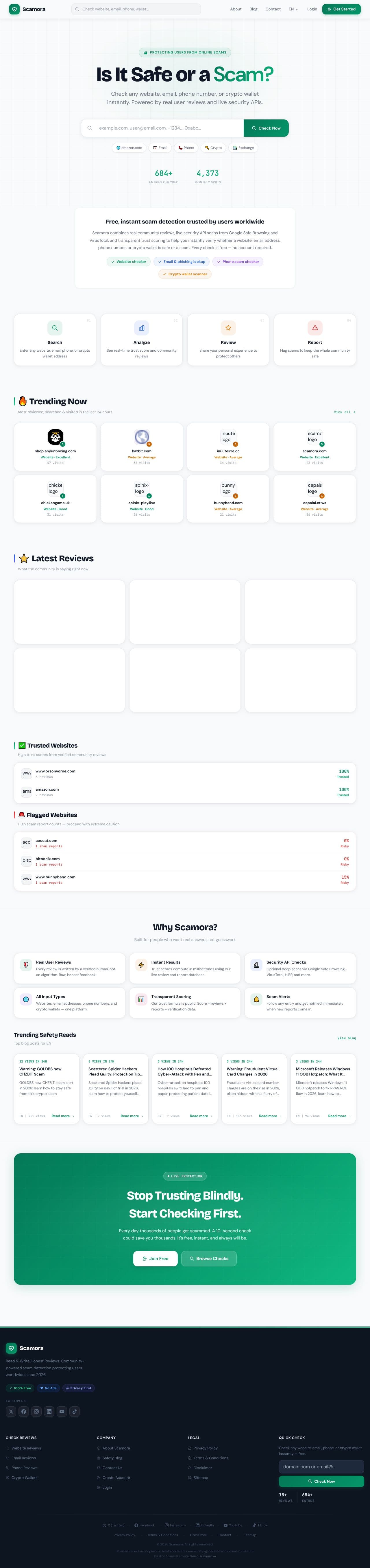 Screenshot of scamora.com
